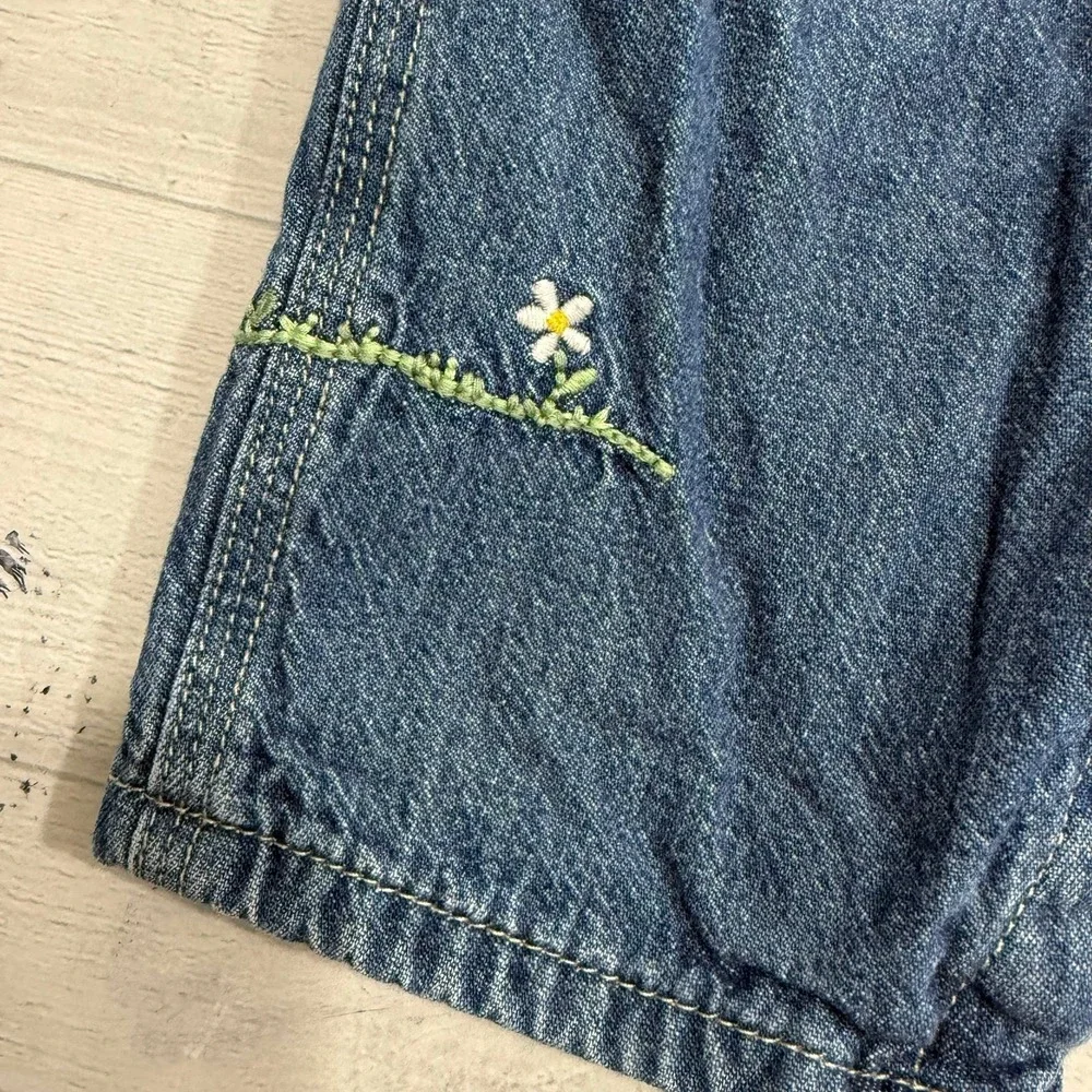 OshKosh B'Gosh girls denim pink lined overalls floral embroidery size‎ 12 months